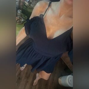 Tobi navy ruffle dress